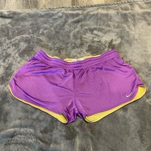 Women’s Nike Purple and Yellow Athletic Shorts